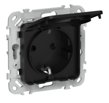 44044 Розетка СП FLITE РСшкр11-1-44-ФлЧ 16А IP44 с заземл. с защ. шторками и крышкой безвинтовое кре