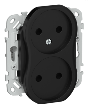 44046 Розетка 2-м СП FLITE РС02-1-ФлЧ 10А без заземл. без защ. шторок безвинтовое крепление механизм