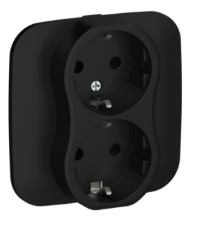 44049 Розетка 2-м СП FLITE РС12-0-А-ФлЧ 16А с заземл. без защ. шторок в сборе механизм черн. IEK