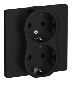 44050 Розетка 2-м СП FLITE РС12-1-К-ФлЧ 16А с заземл. без защ. шторок безвинтовое крепление в сборе