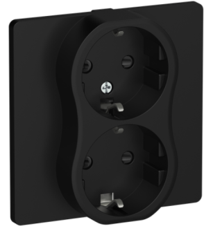 44056 Розетка 2-м СП FLITE РСш12-1-К-ФлЧ 16А с заземл. с защ. шторками безвинтовое крепление в сборе