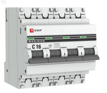 39472 Автоматический выключатель ВА 47-63, 4P 16А (C) EKF PROxima