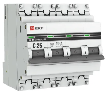 39473 Автоматический выключатель ВА 47-63, 4P 25А (C) EKF PROxima