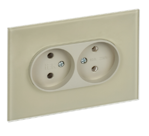 44120 Розетка 2-м SKANDY 10А без заземл. без защ. шторок в сборе SK-R10B беж. IEK