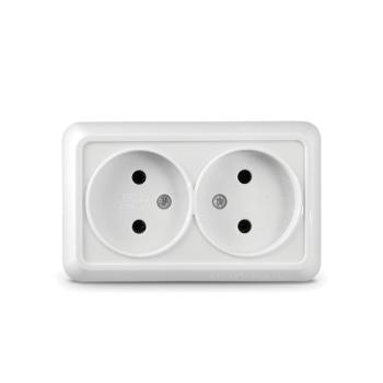 3436 Розетка 2-м ОП Олимп 16А IP20 без заземл. бел. UNIVersal