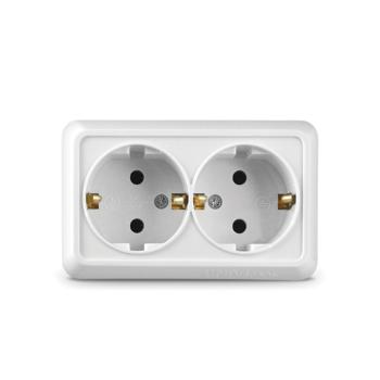 29010 Розетка 2-м ОП Олимп 16А IP20 с заземл. бел. UNIVersal
