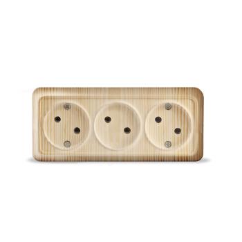 44147 Розетка 3-м ОП Олимп 16А IP20 без заземл. сосна UNIVersal