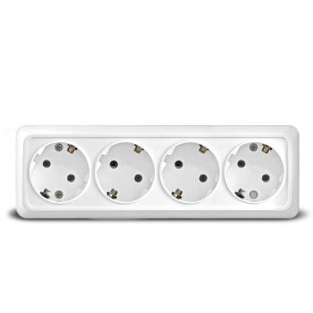 4022 Розетка 4-м ОП Олимп с заземл. бел. UNIVersal