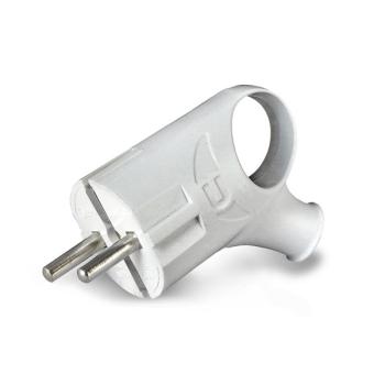 28058 Вилка электрическая угловая 16А 250В с заземл. с ушком бел. (еврослот) UNIVersal