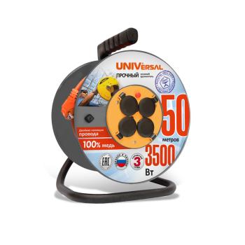 25200 Удлинитель на катушке 4х30м с заземл. 16А IP44 ВЕМ-250 ПВС 3х1.5 терм. с защ. крыш. UNIVersal