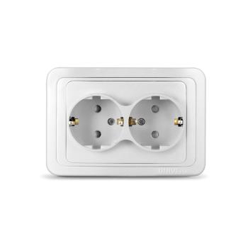 29009 Розетка 2-м СП Валери 16А IP20 с заземл. защ. шторки бел. UNIVersal