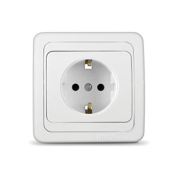 29011 Розетка 1-м СП Валери 16А IP20 с заземл. бел. UNIVersal