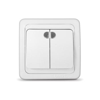 0189 Выключатель 2-кл. СП Валери 10А IP20 с подсветкой бел. UNIVersal