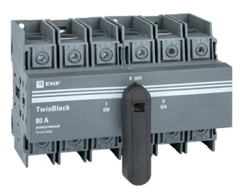 33760 Рубильник 80A 3P реверсивный c рукояткой для прямой установки TwinBlock EKF
