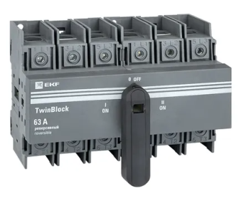 36743 Рубильник 63A 3P реверсивный c рукояткой для прямой установки TwinBlock EKF