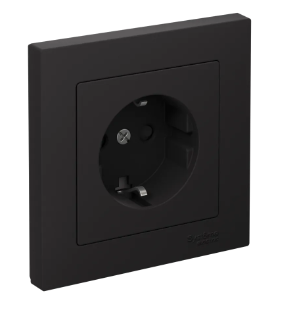 44244 Розетка 1-м СП AtlasDesign 16А IP20 с заземл. защ. шторки в сборе карбон SE