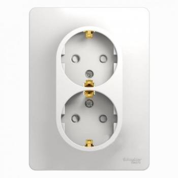 31512 Розетка 2-м СП Glossa 16А IP20 с заземл. защ. шторки в сборе белый SE