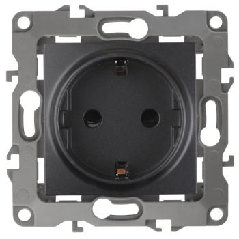 32613 Розетка 1-м СП Эра12 12-2101-05 16А IP20 16AX 250В 2P+E Schuko механизм антрацит Эра