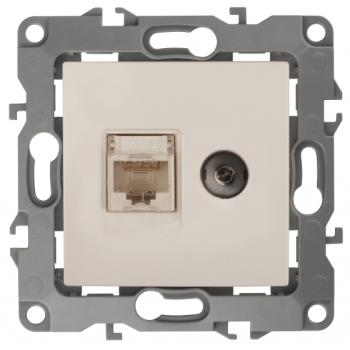 33701 Розетка компьютерная + телевизионная Эра12 12-3110-02 RJ45 + TV IP20 сл. кость Эра