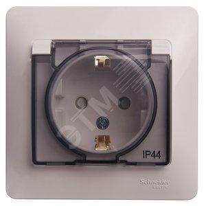 32278 Розетка 1-м СП Glossa 16А IP44 с заземл. защ. шторки с крышкой в сборе белый SE