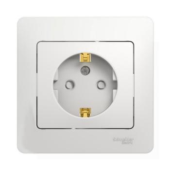 32408 Розетка 1-м СП Glossa 16А IP20 с заземл. защ. шторки в сборе белый SE