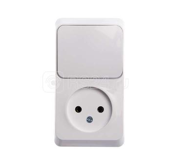 32508 Блок ОП Этюд (1-м розетка без заземл. + 1-кл. выкл.) бел. SE