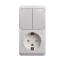 32511 Блок ОП Этюд (1-м розетка с заземл. защ. шторки + 2-кл. выкл.) бел. SE