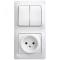 32809 Блок комбинированный Glossa (розетка + 2-кл. выкл.) белый SE