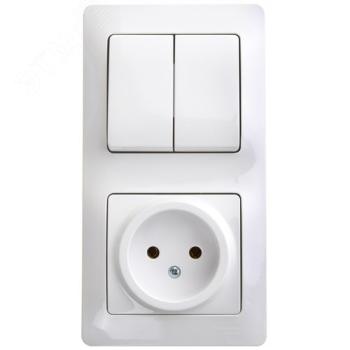 32809 Блок комбинированный Glossa (розетка + 2-кл. выкл.) белый SE