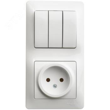 32810 Блок комбинированный Glossa (розетка + 3-кл. выкл.) белый SE