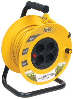 32851 Удлинитель катушка УК20 с термозащитой 4 места 2P/20м 2х0, 75мм2 GARDEN IEK