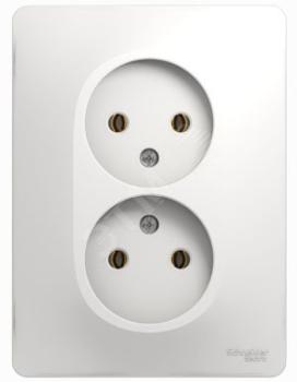 33025 Розетка 2-м СП Glossa 16А IP20 без заземл. белый SE