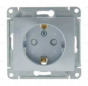 33065 Розетка 1-м СП Glossa 16А IP20 с заземл. защ. шторки механизм алюминий SE