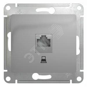 33089 Розетка компьютерная 1-м СП Glossa RJ45 кат.5E механизм алюминий SE