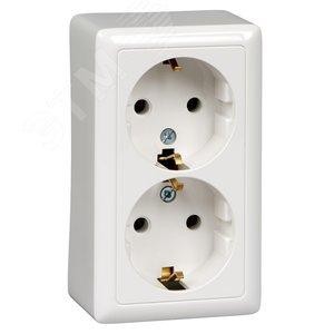 33263 Розетка 2-м ОП Хит 16А 250В с заземл. без защ. шторок бел. SE