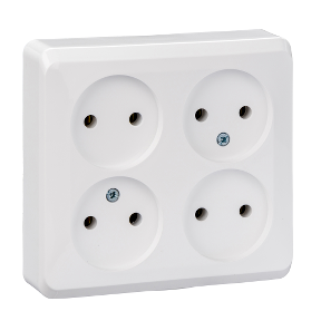 33322 Розетка 4-м ОП Этюд 16А IP20 250В без заземл. без защ. шторок бел. SE