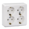 33704 Розетка 4-м ОП Этюд 16А 250В с заземл. защ. шторки бел. SE